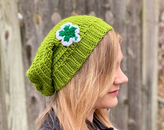 Shamrock Slouchy Hat Crochet Pattern - PATTERN ONLY - Women's / Teens Size