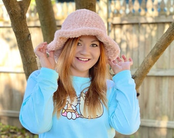 Faux Fur Bucket Hat Crochet Pattern - PATTERN ONLY - One Size, Women's / Teens / Adults - Winter