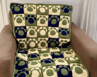 Paw Print Granny Square Crochet Pattern - PATTERN ONLY