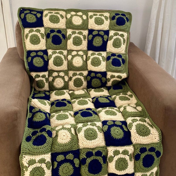 Paw Print Granny Square Crochet Pattern - PATTERN ONLY