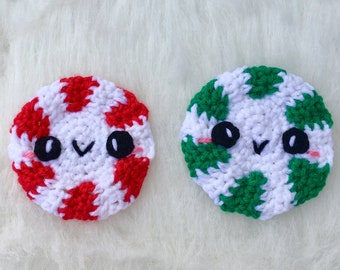 Kawaii Peppermint Applique Crochet Pattern- PATTERN ONLY - Amigurumi, Christmas, Holiday
