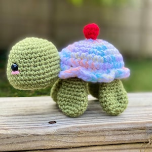 Amigurumi Birthday Turtle Crochet Pattern - PATTERN ONLY - Stuffed Animal, Plush, Gift Idea