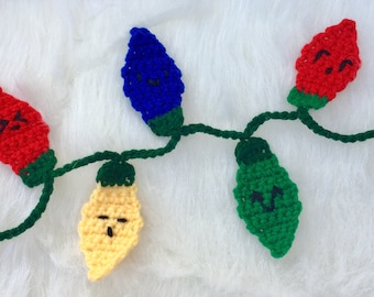 Christmas String Lights Applique Crochet Pattern - PATTERN ONLY - Holiday