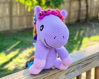 Moonbeam Amigurumi Pegasus Virkmönster - ENDAST MÖNSTER - Stort Gosedjur