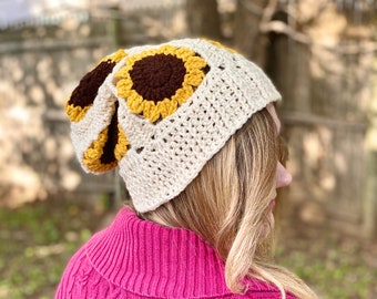 Sunflower Slouchy Hat Crochet Pattern - Adults / Women's Size - PATTERN ONLY
