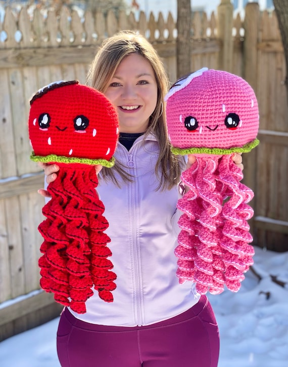 Chocolate Covered Strawberry Jellyfish - Amigurumi Crochet Pattern