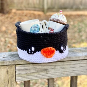 Penguin Gift Basket Crochet Pattern - PATTERN ONLY