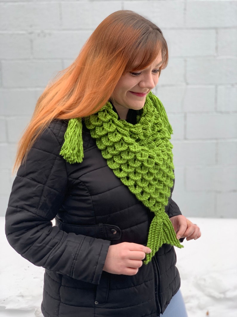 Mermaid Triangle Scarf Crochet Pattern PATTERN ONLY One Size Fits Most image 7