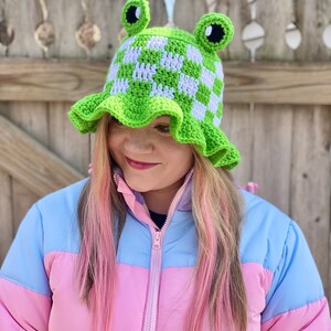 Gingham Frog Bucket Hat Crochet Pattern - PATTERN ONLY - Kawaii ...