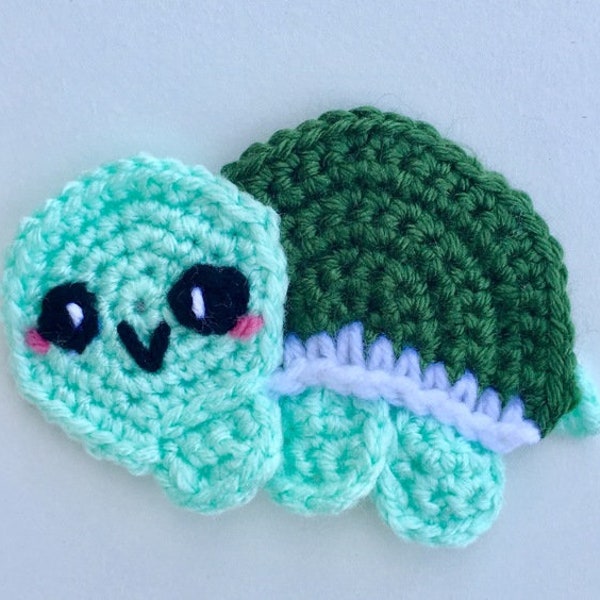 Kawaii Turtle Applique Crochet Pattern - PATTERN ONLY - Instant Download