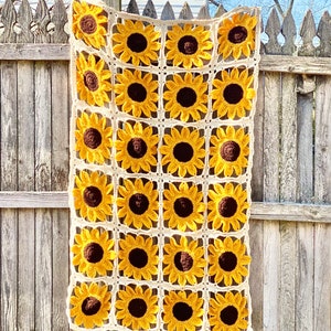 Sunflower Square Blanket Crochet Pattern PATTERN ONLY Afghan, Throw Blanket, Granny Square image 5
