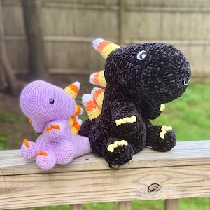 Cornzilla the Amigurumi Candy Corn Dinosaur Crochet Pattern - PATTERN ONLY - Toy, Plushie, Halloween