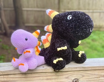 Cornzilla the Amigurumi Candy Corn Dinosaur Crochet Pattern - PATTERN ONLY - Toy, Plushie, Halloween