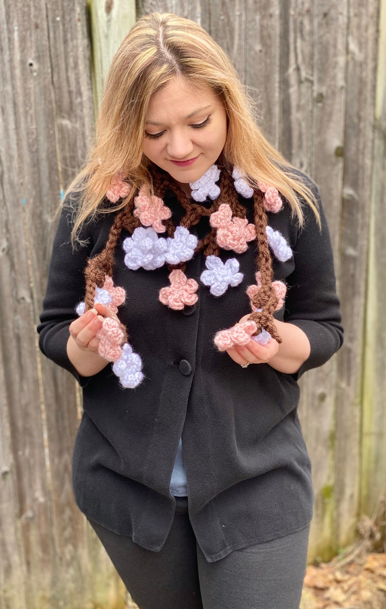 Cherry Blossom Scarf Crochet Pattern PATTERN ONLY image 9