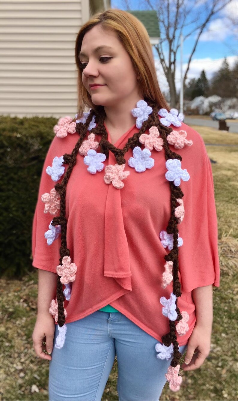 Cherry Blossom Scarf Crochet Pattern PATTERN ONLY image 4