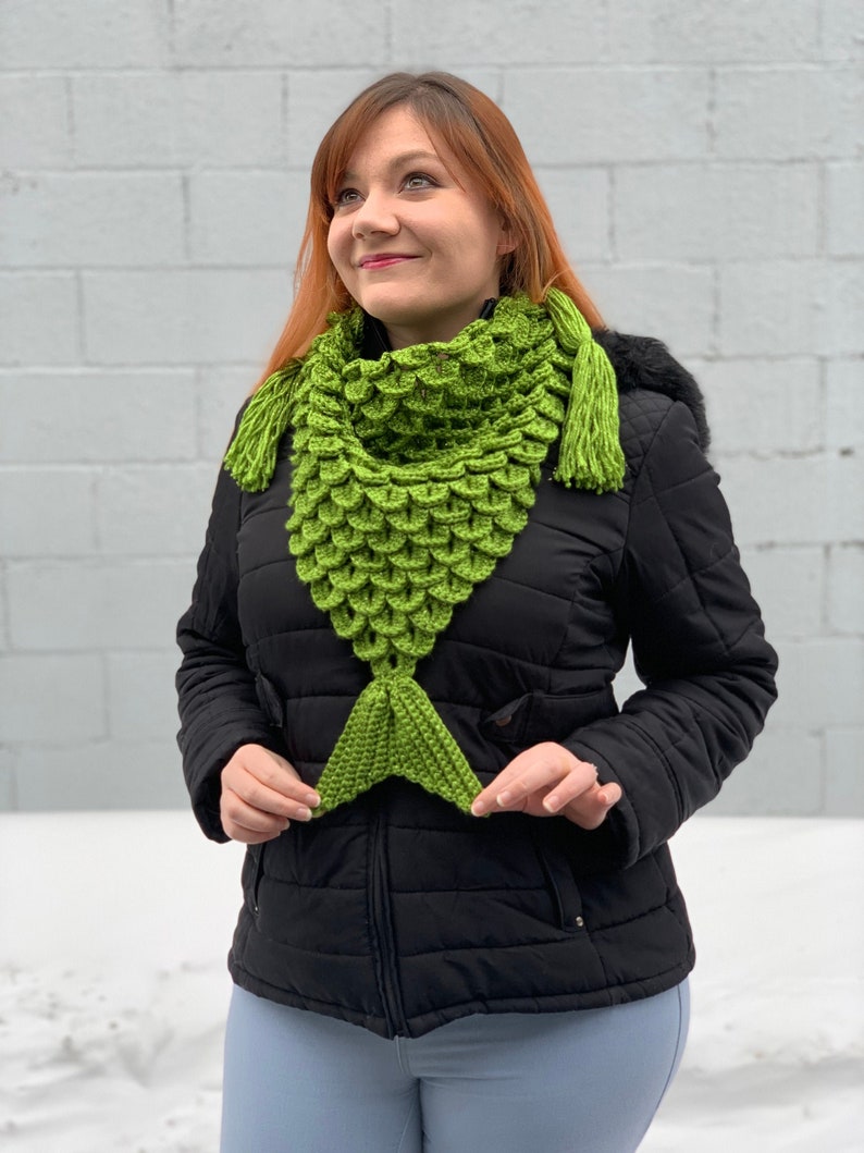 Mermaid Triangle Scarf Crochet Pattern PATTERN ONLY One Size Fits Most image 1