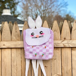 Gingham Bunny Backpack Crochet Pattern PATTERN ONLY Kawaii, Spring, Checkered image 5