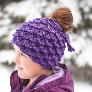 Kids Mermaid Messy Bun Hat Crochet Pattern - PATTERN ONLY - Instant Download