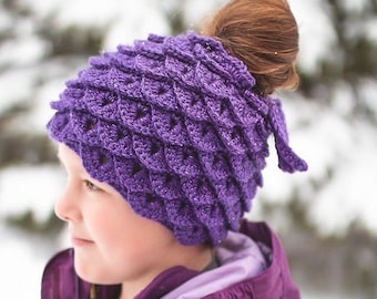 Kids Mermaid Messy Bun Hat Crochet Pattern - PATTERN ONLY - Instant Download