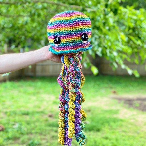 Rainbow the Amigurumi Jellyfish Crochet Pattern - PATTERN ONLY - Stuffed Plush Toy