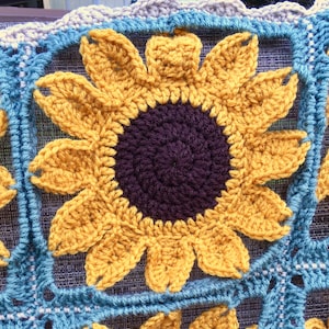 Sunflower Square Blanket Crochet Pattern PATTERN ONLY Afghan, Throw Blanket, Granny Square image 3