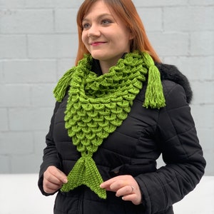 Mermaid Triangle Scarf Crochet Pattern PATTERN ONLY One Size Fits Most image 5