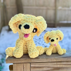 Amigurumi Golden Retriever Puppy Dog Crochet Pattern - PATTERN ONLY - Two Sizes Small and Large Plushie