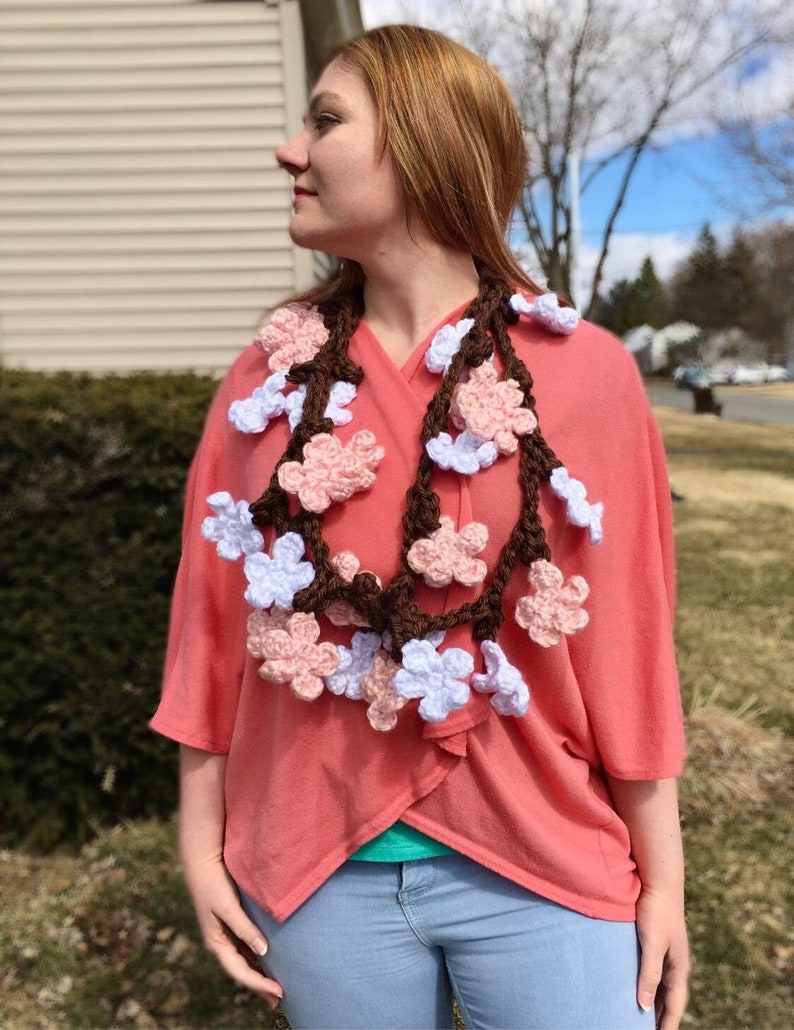 Cherry Blossom Scarf Crochet Pattern PATTERN ONLY image 1