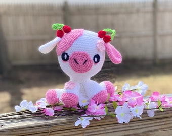 Amigurumi Cherry Blossom Cow Crochet Pattern - PATTERN ONLY - Kawaii, Plushie, Sakura, Spring