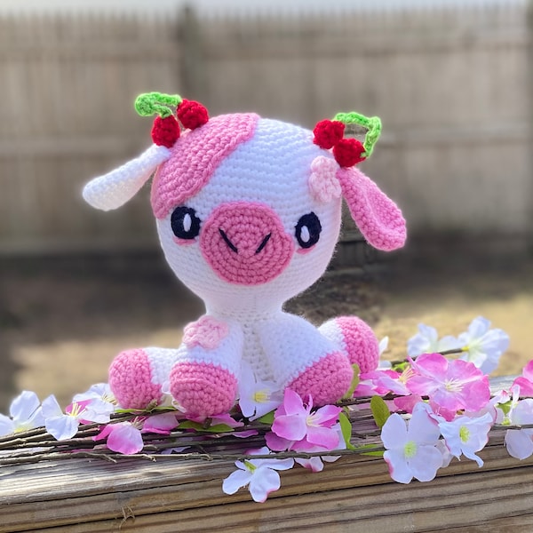 Amigurumi Cherry Blossom Cow Crochet Pattern - PATTERN ONLY - Kawaii, Plushie, Sakura, Spring