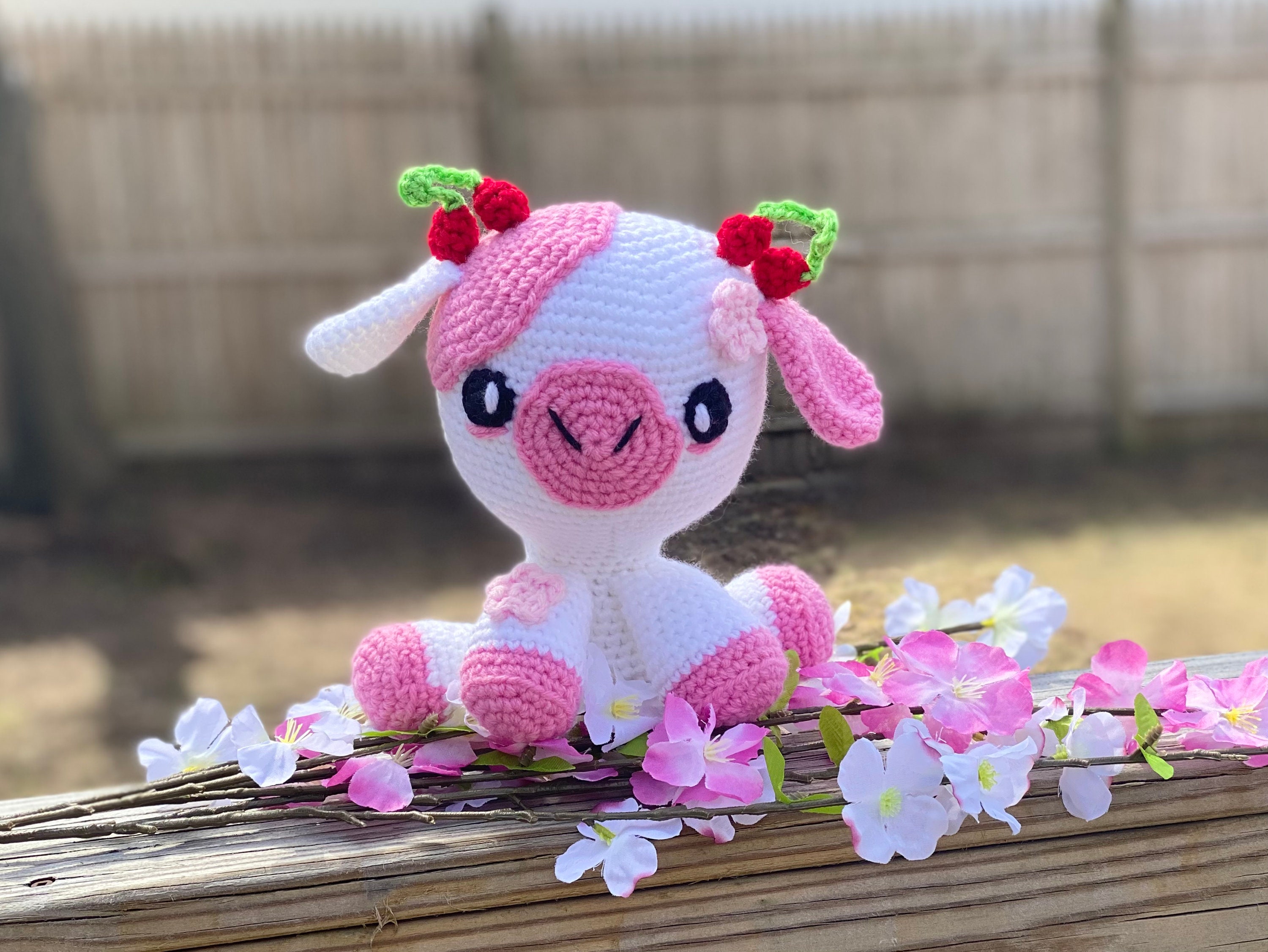 39 Cherry Blossom Crochet Patterns for Spring Decor, Gifts and Accessories 19 Amigurumi Cherry Blossom Cow Crochet