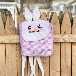 Gingham Bunny Backpack Crochet Pattern PATTERN ONLY Kawaii, Spring, Checkered image 6