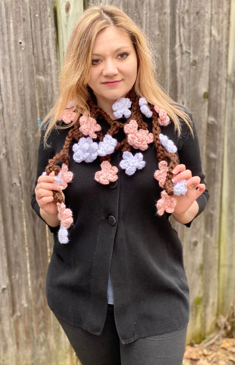 Cherry Blossom Scarf Crochet Pattern PATTERN ONLY image 8