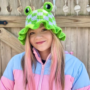 Gingham Frog Bucket Hat Crochet Pattern - PATTERN ONLY - Kawaii ...