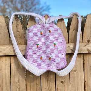 Gingham Bunny Backpack Crochet Pattern PATTERN ONLY Kawaii, Spring, Checkered image 7