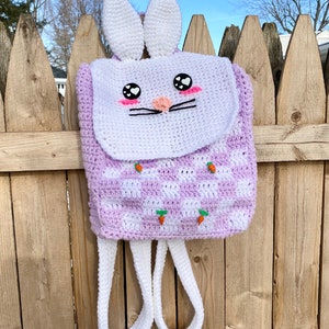 Gingham Bunny Backpack Crochet Pattern PATTERN ONLY Kawaii, Spring, Checkered image 3