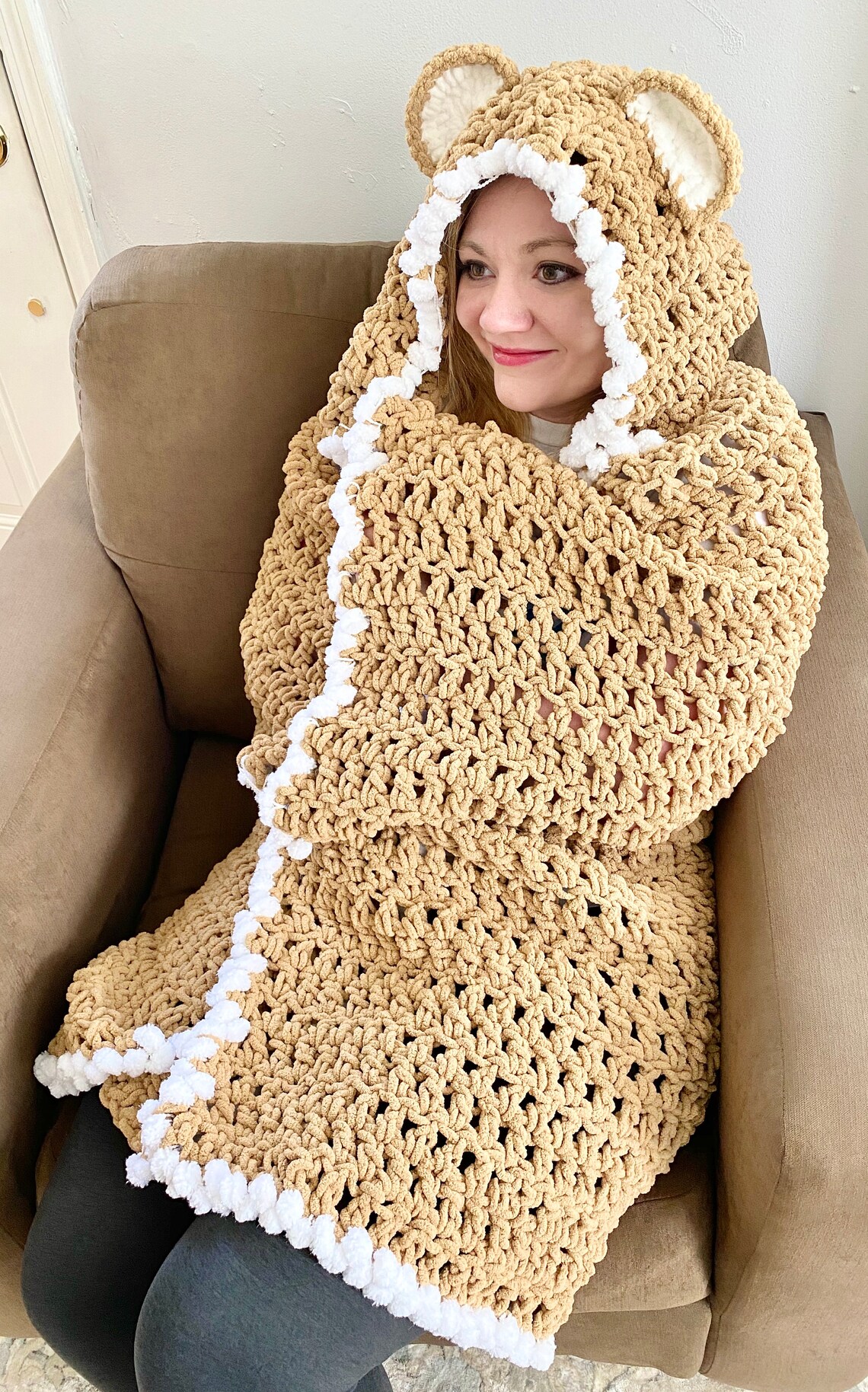 Bear Hooded Blanket Crochet Pattern PATTERN ONLY One Size Etsy