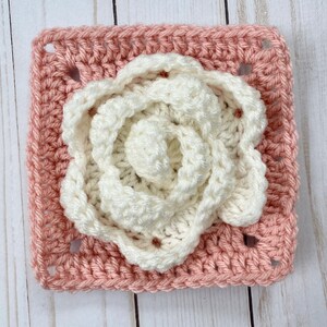 Rose Granny Square / Afghan Square Crochet Pattern PATTERN ONLY Instant Download image 4