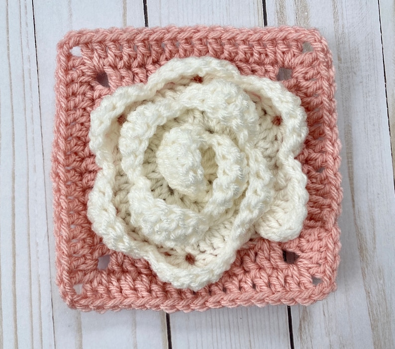 Rose Granny Square / Afghan Square Crochet Pattern PATTERN ONLY Instant Download image 4