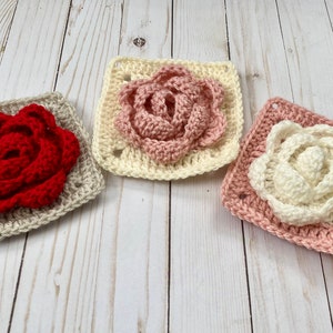 Rose Granny Square / Afghan Square Crochet Pattern PATTERN ONLY Instant Download image 3