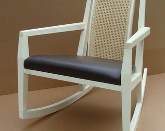 The Bow-Back Rocker: Bleached Maple With Leather Upholstered Seat