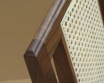 Black Walnut Dining Chair With Caned Back