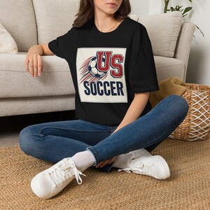 US Soccer Tee | Vintage United States Football Tee,Soccer Ball Retro Team Logo T-Shirt image 2