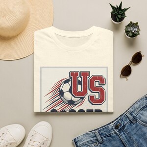 US Soccer Tee | Vintage United States Football Tee,Soccer Ball Retro Team Logo T-Shirt image 4