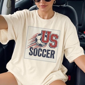 US Soccer Tee | Vintage United States Football Tee,Soccer Ball Retro Team Logo T-Shirt image 1