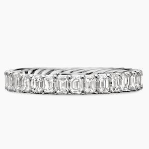 Emerald Cut Moissanite Diamond Band For Engagement Ring Matching Designer Band Delicate Stackable Anniversary Ring Engagement Gift For Women