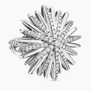 1CT Sterling Silver Starburst & Round Cut Moissanite Diamond Ring Unique Bridal Wedding Ring Split Twisted Band Handmade Ring Gift For Her