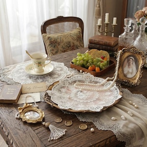 Handgefertigtes Spitzen-Deckchen für die Hochzeit, Tischset 2/4/6/12 Stück