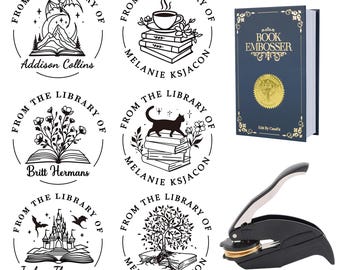 Custom Book Embosser Stamp - Personalized with Name & Logo - Handmade Seal Gift for Book Lovers