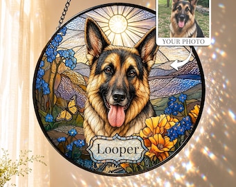 Personalized Pet Glass Suncatcher, Custom Pet Portrait From Photo, Raised 3D Texture, Dog Cat Lover Gift, Pet Memorial Keepsake